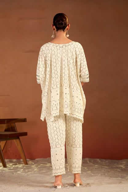 Ivory Mirror Kaftan Set