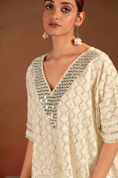 Ivory Mirror Kaftan Set