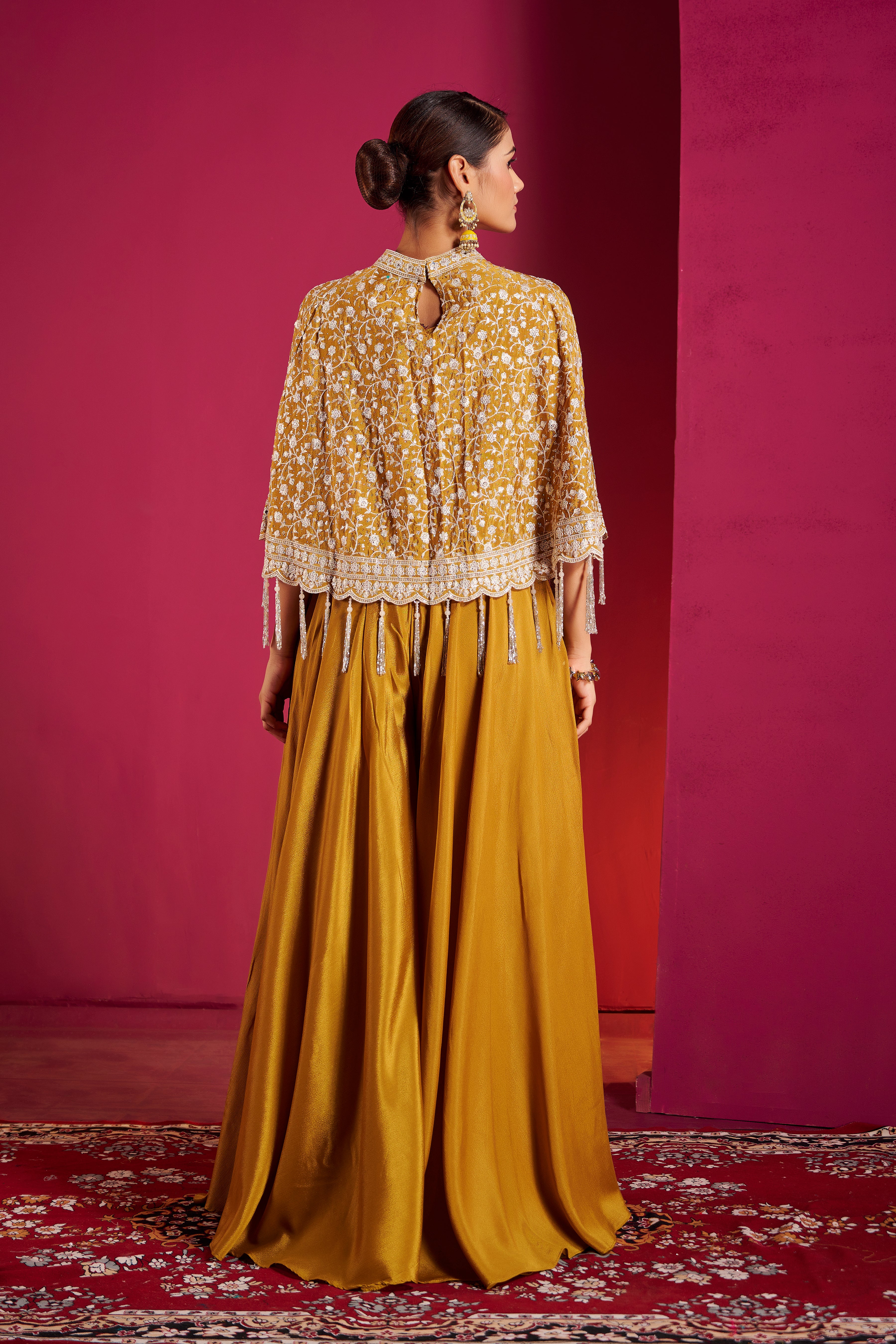 Mustard Mirror Work Lehenga Set