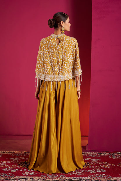 Mustard Mirror Work Lehenga Set