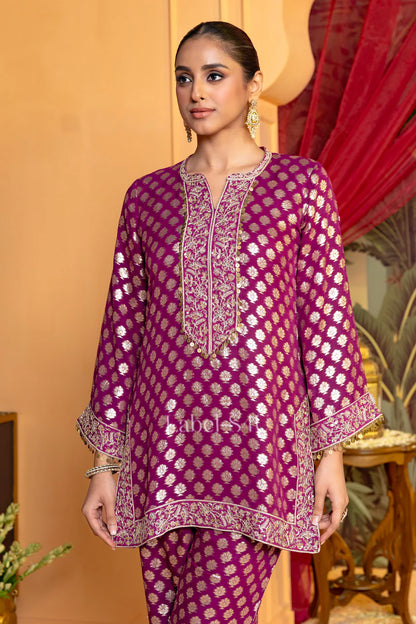 Royal Plum Brocade Set