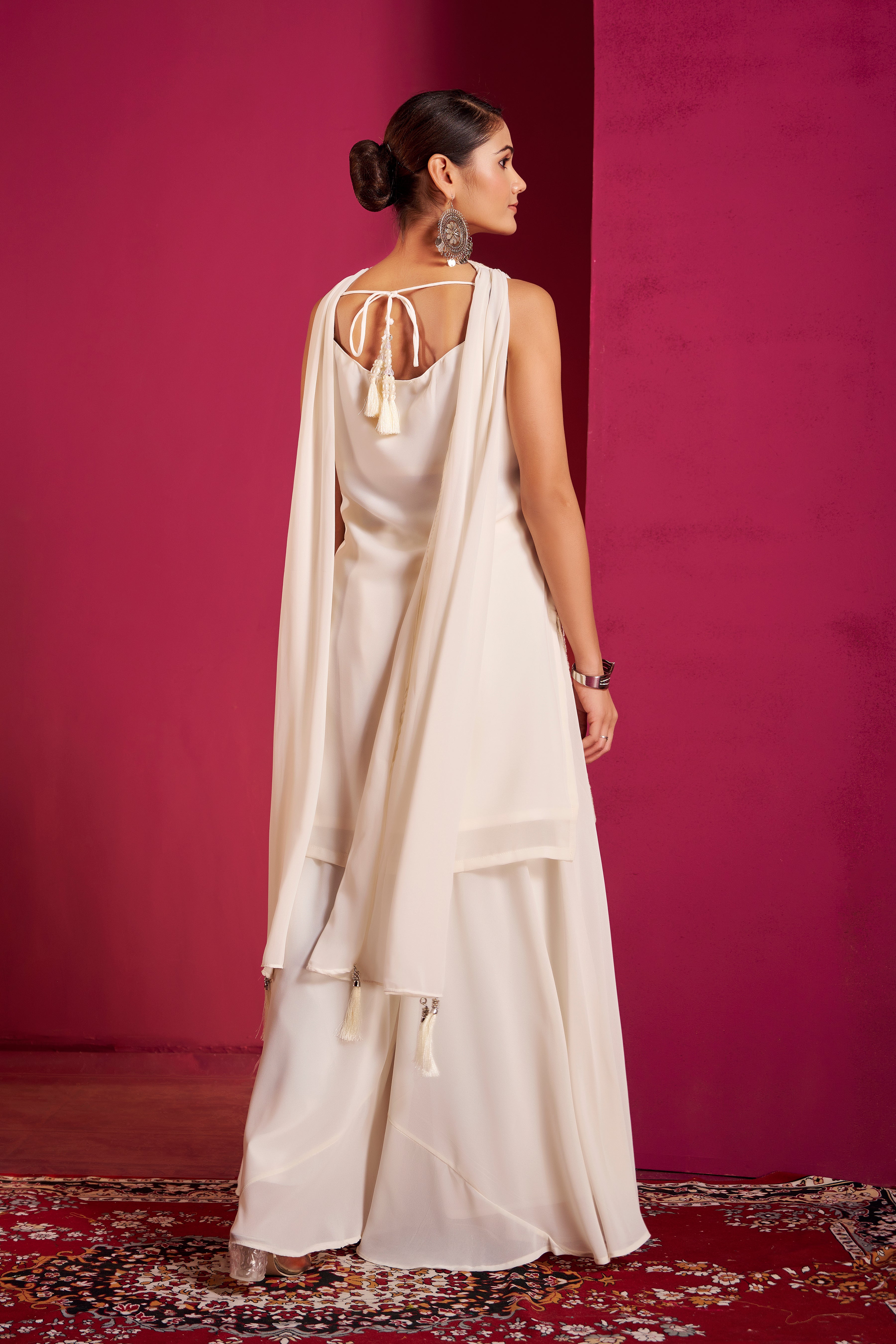 Ivory Embroidered Sharara Set