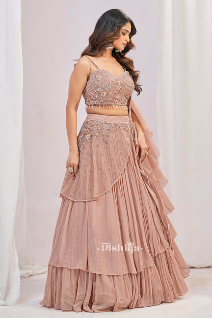 Blush Ruffle Lehenga Set