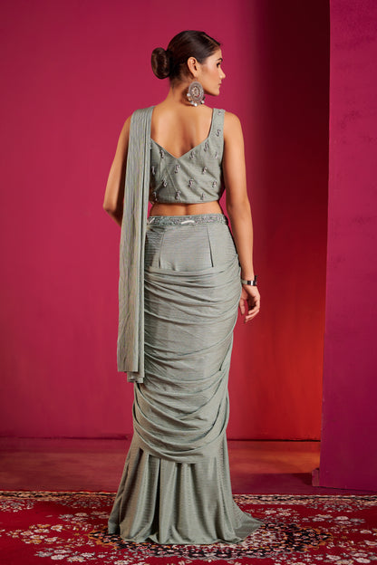 Silver Aura Saree Gown