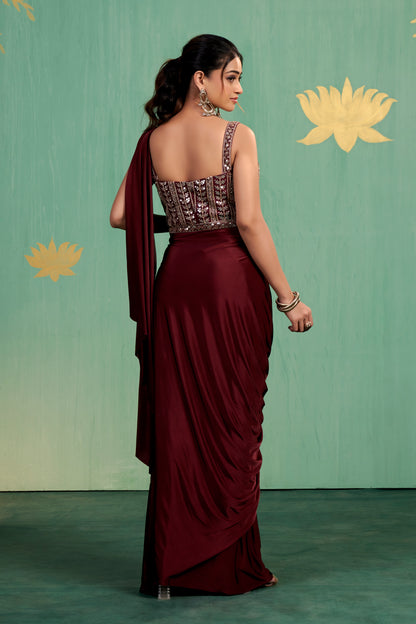 Merlot Muse Saree Gown