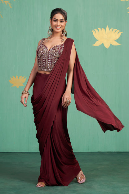Merlot Muse Saree Gown