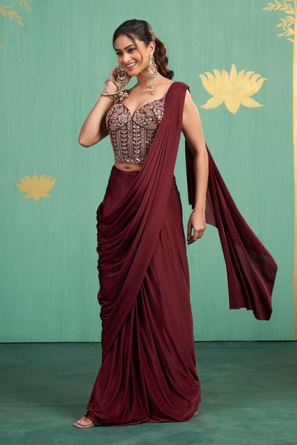 Merlot Muse Saree Gown
