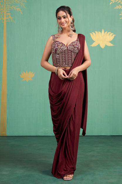 Merlot Muse Saree Gown