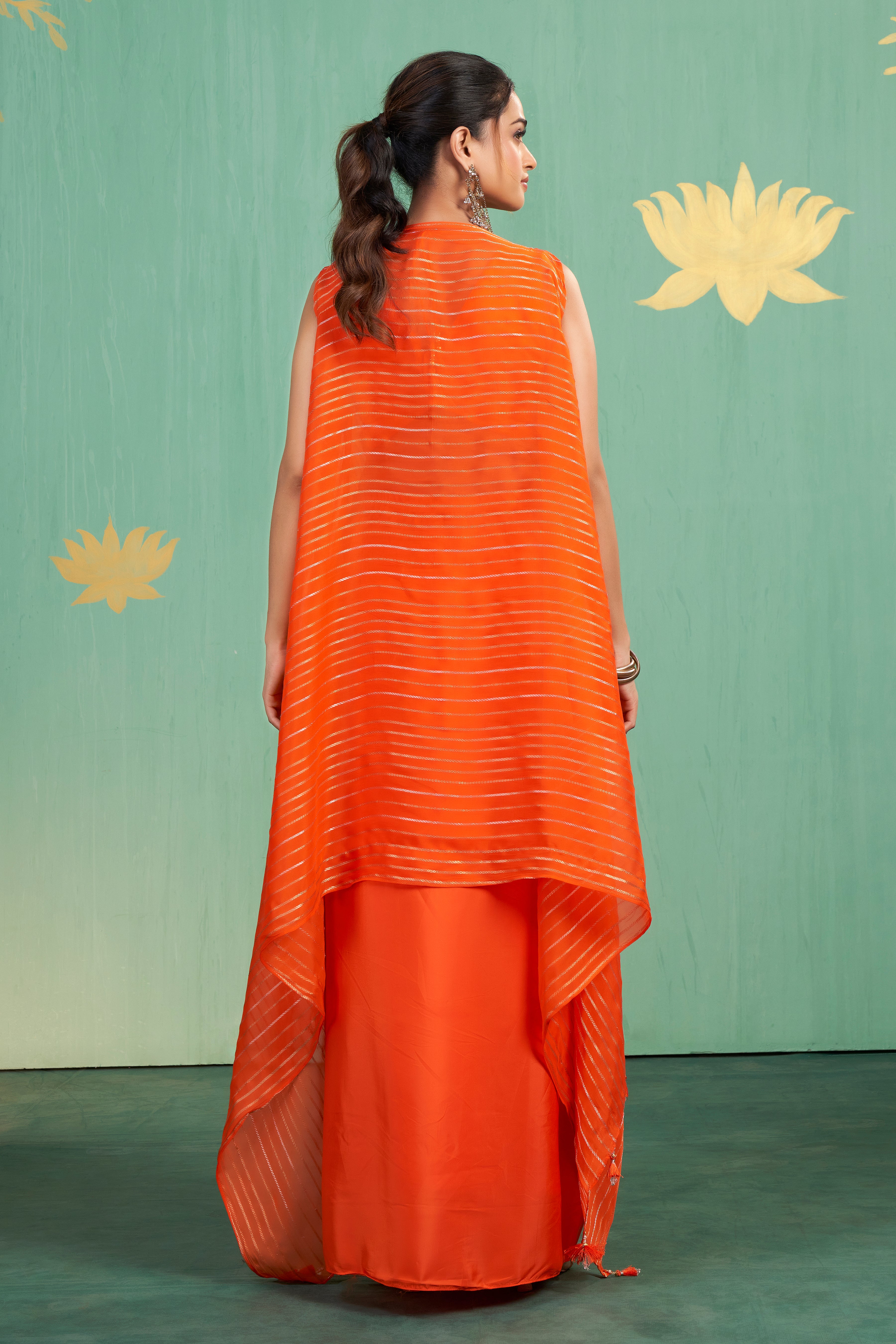 Tangerine Bloom Draped Set