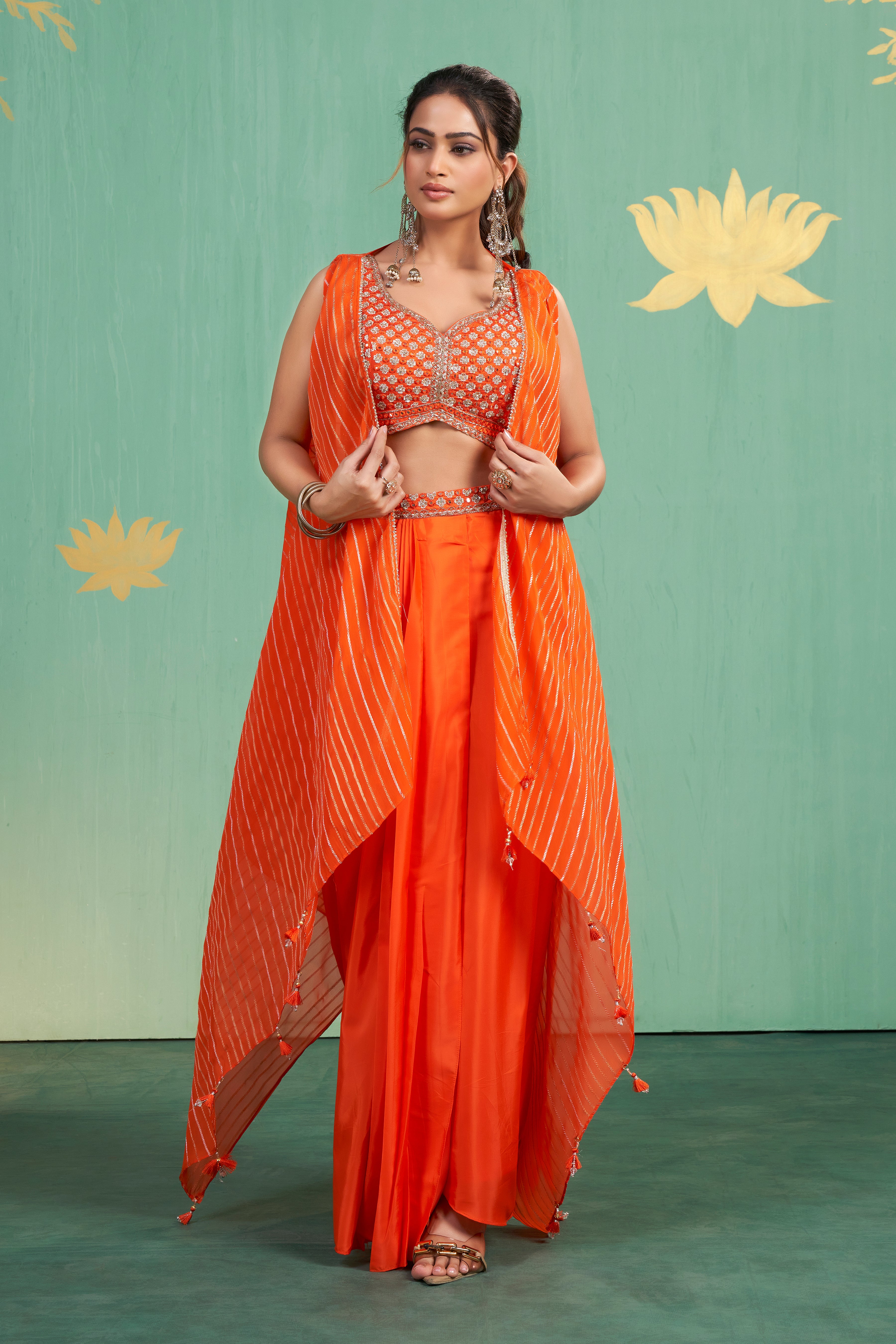 Tangerine Bloom Draped Set