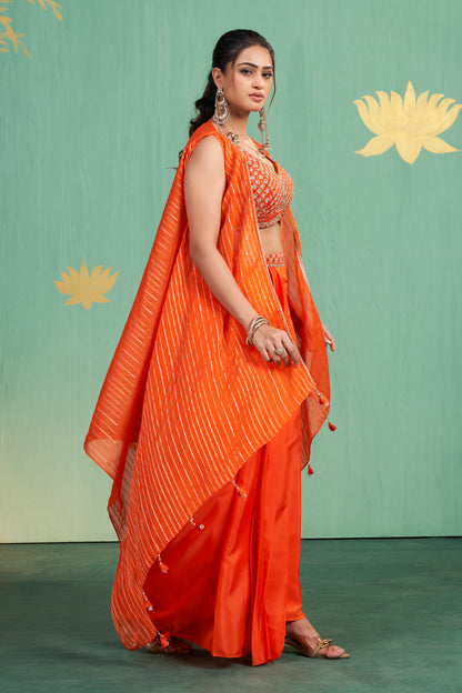 Tangerine Bloom Draped Set