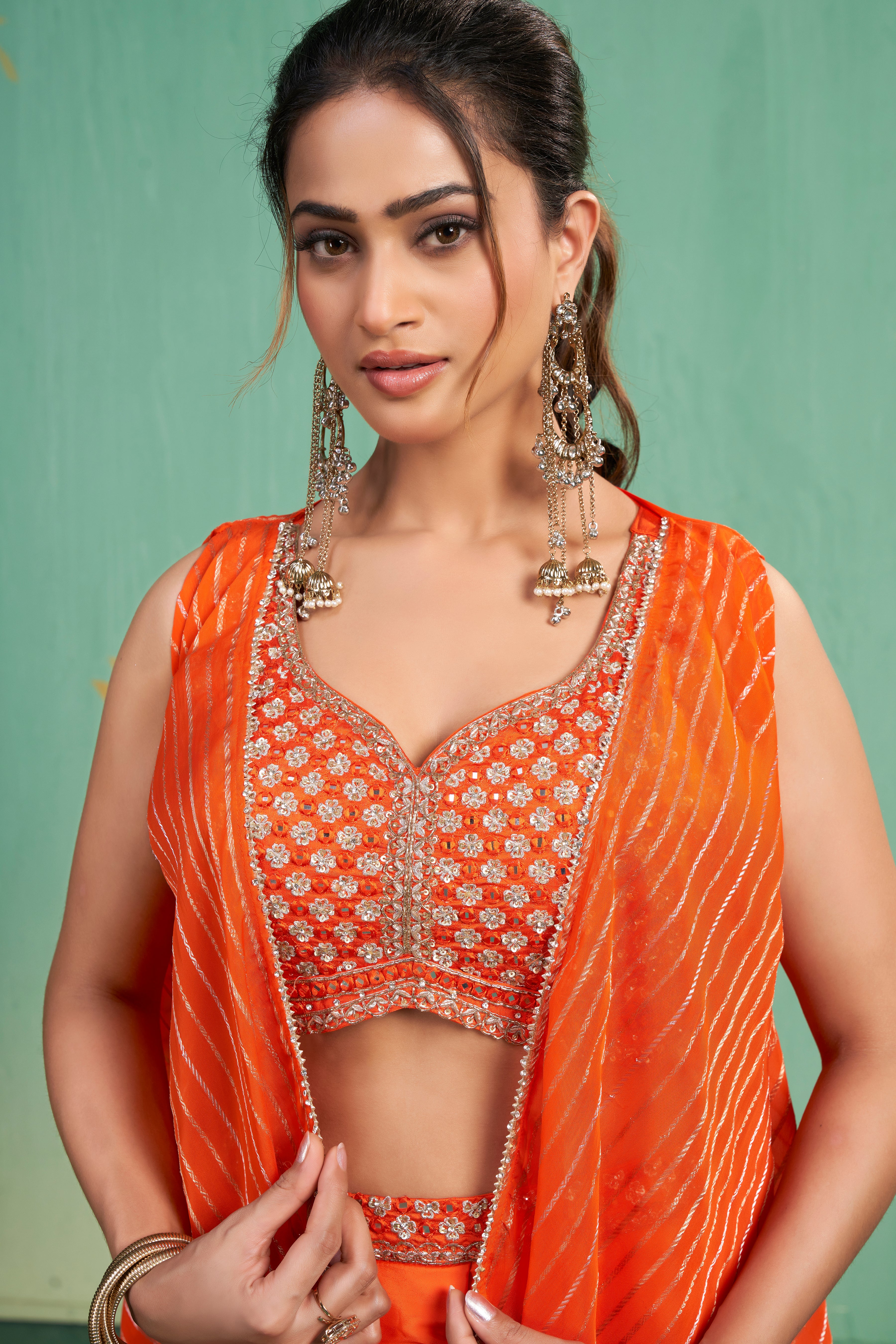 Tangerine Bloom Draped Set