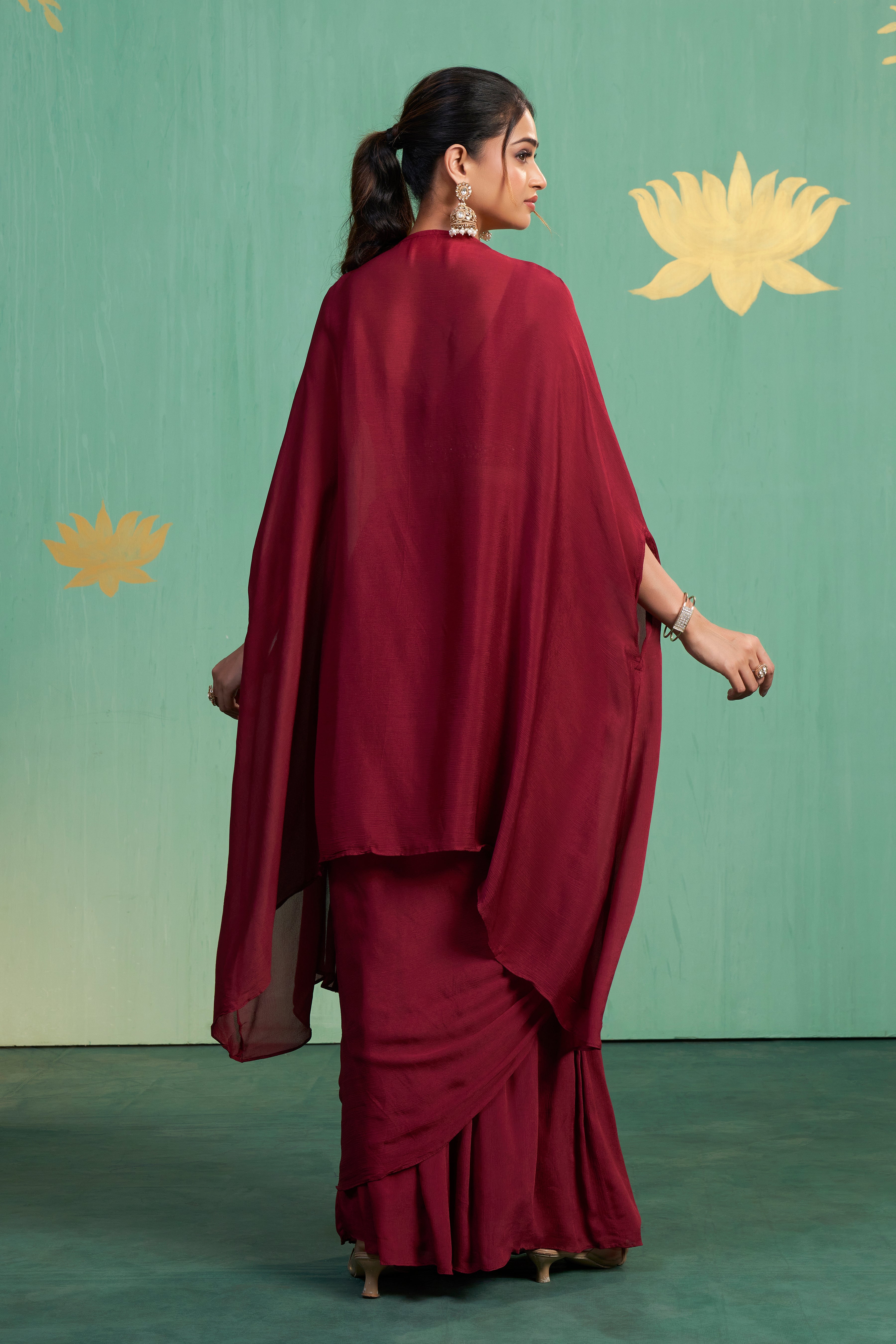 Crimson Luxe Skirt Set