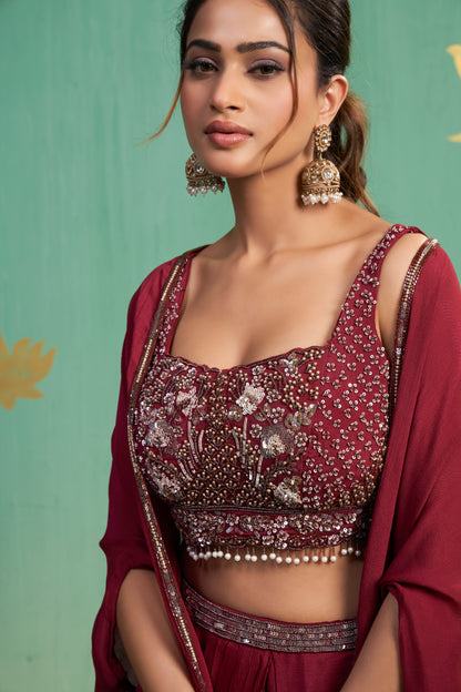 Crimson Luxe Skirt Set