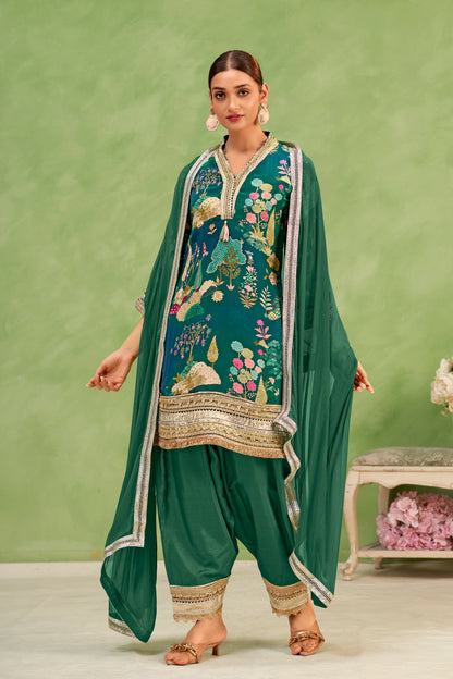 Emerald Mughal Printed Sharara Set