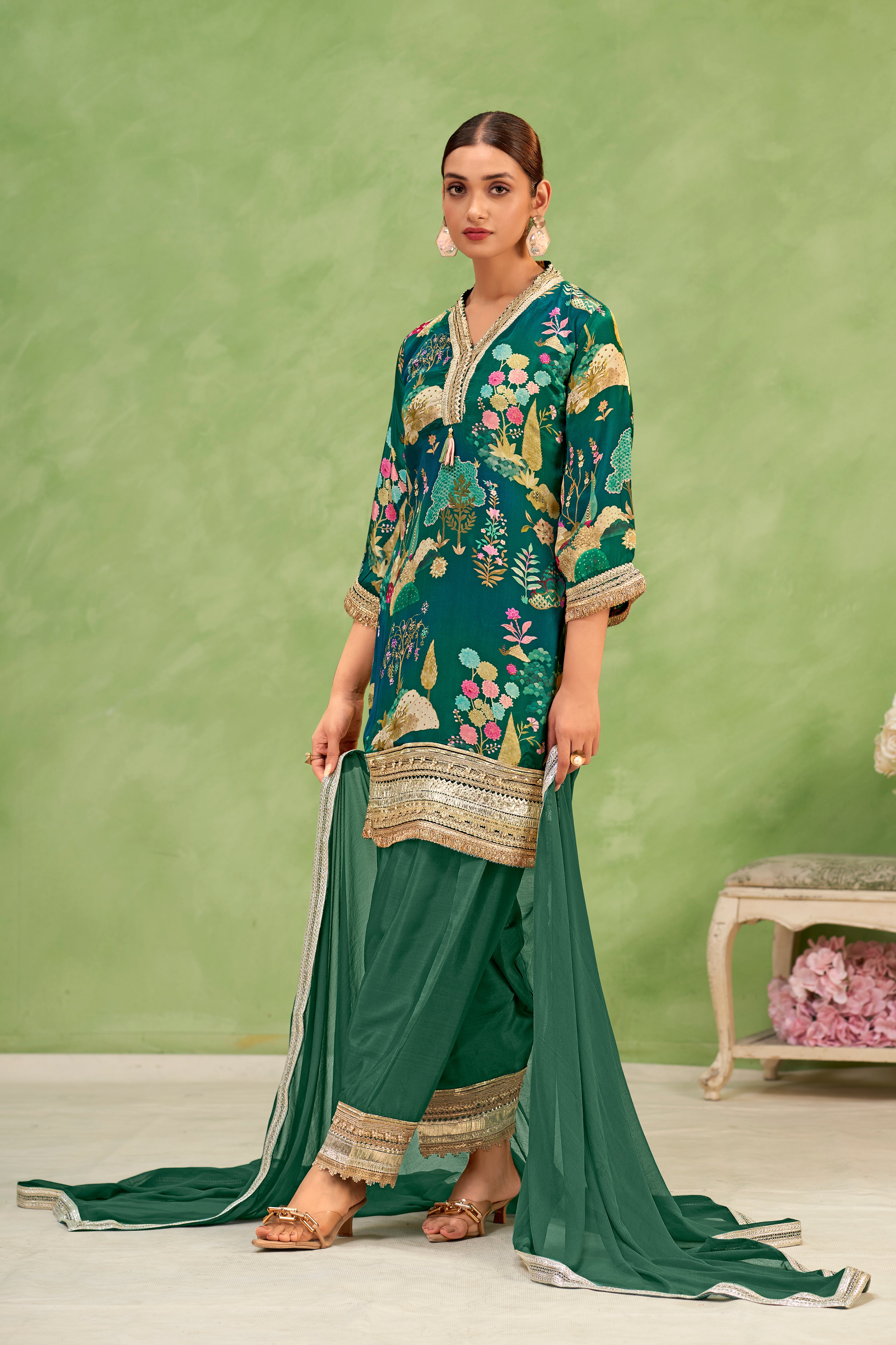 Emerald Mughal Printed Sharara Set