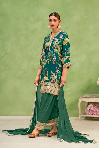 Emerald Mughal Printed Sharara Set