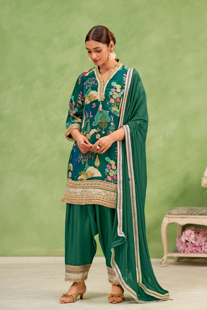 Emerald Mughal Printed Sharara Set
