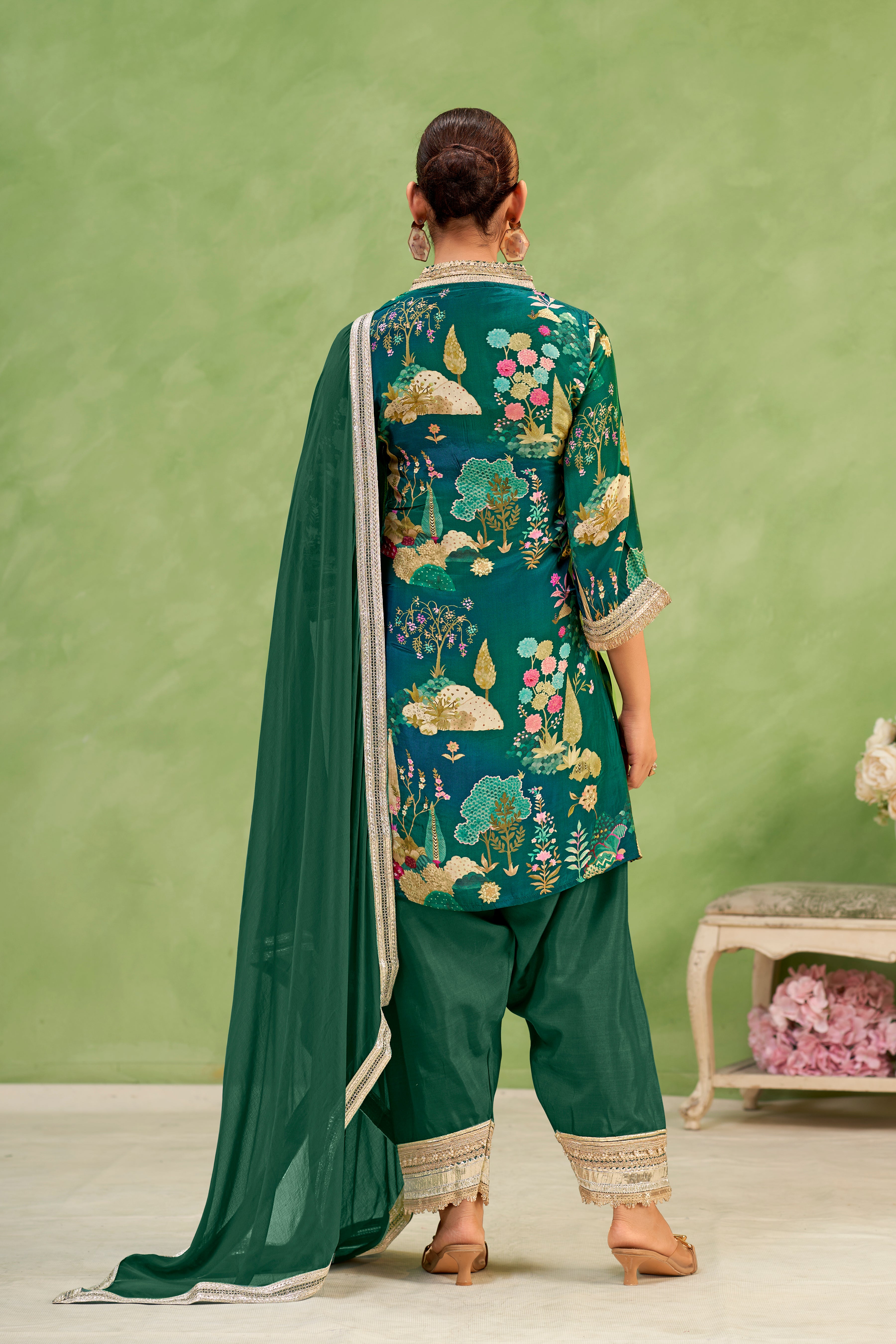 Emerald Mughal Printed Sharara Set