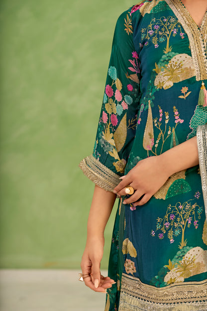 Emerald Mughal Printed Sharara Set
