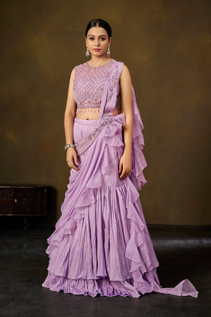 Lilac Ruffle Lehenga Set