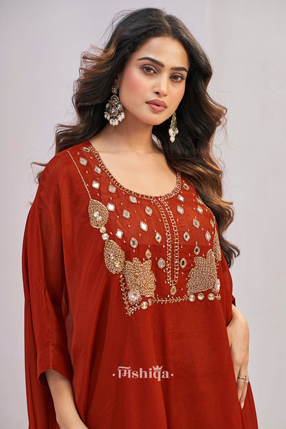 Rust Glow Kaftan Set