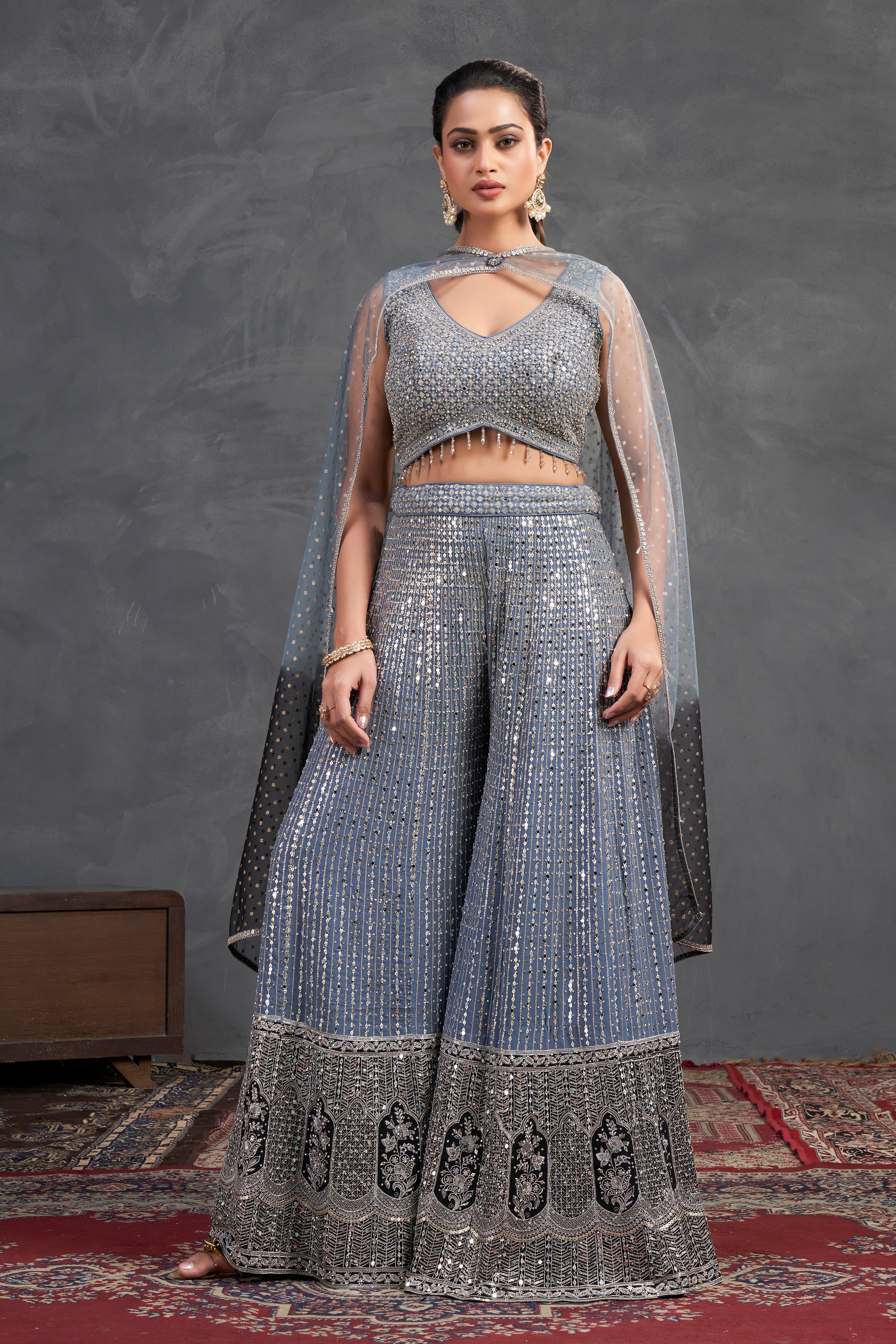 Slate Sparkle Sharara Set