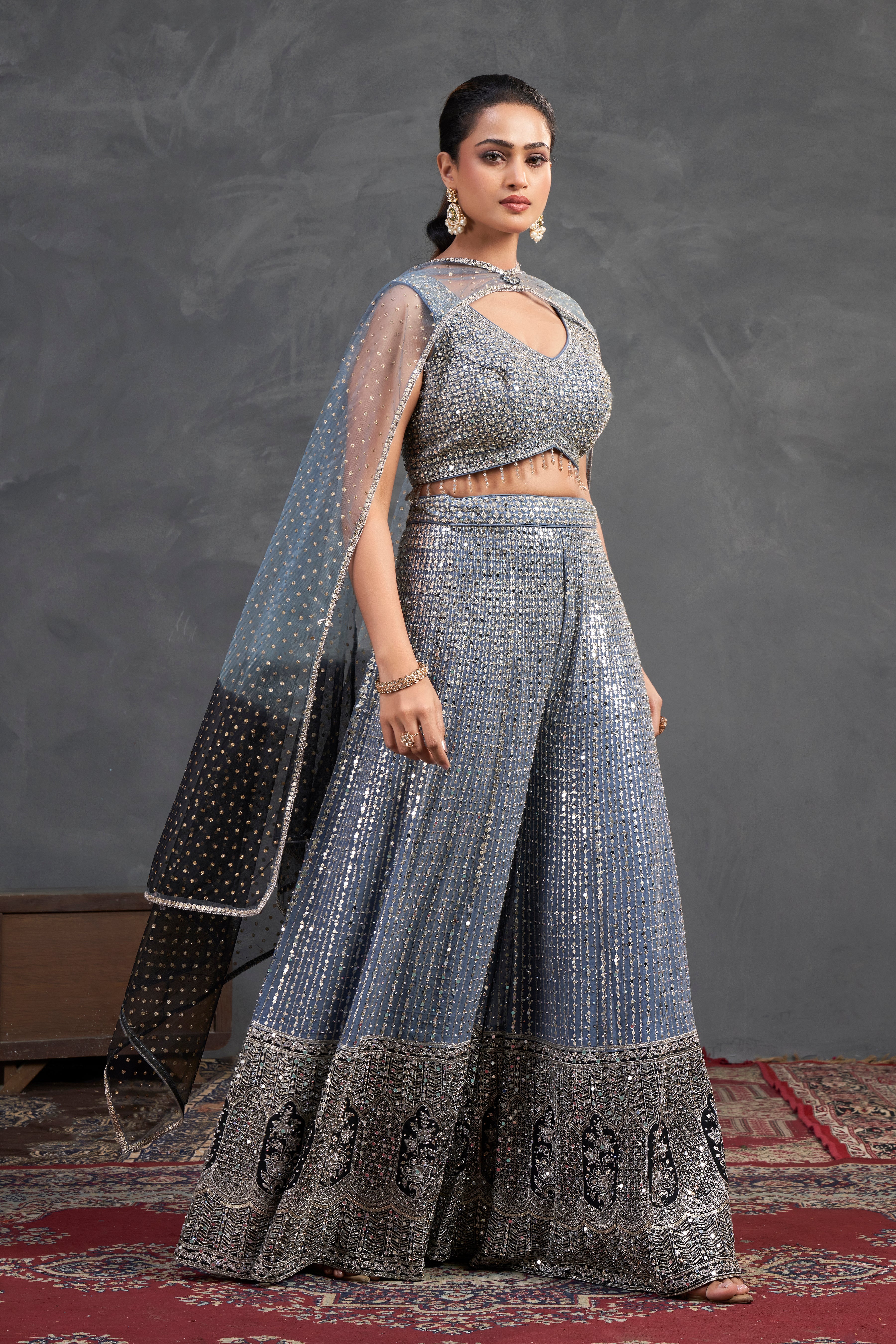 Slate Sparkle Sharara Set