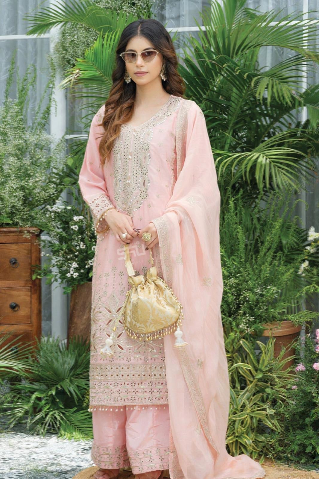 Blush Pink Hand-Embroidered Kurta Set