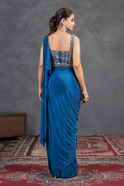 Azure Gleam Saree Set