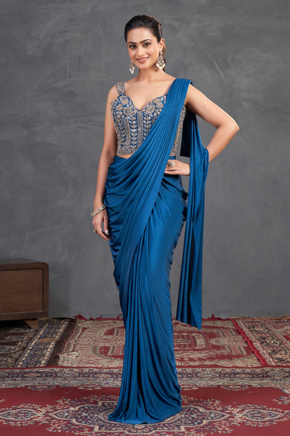 Azure Gleam Saree Set