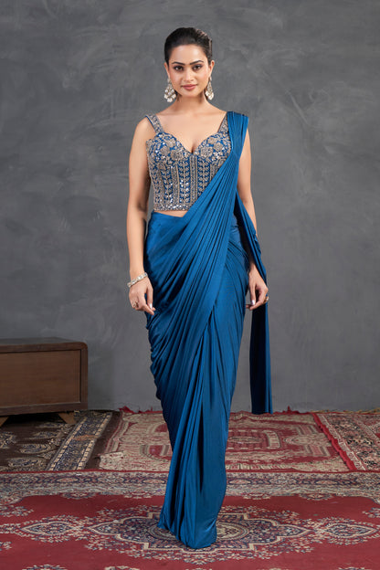 Azure Gleam Saree Set