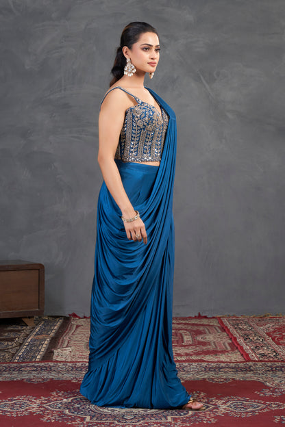 Azure Gleam Saree Set