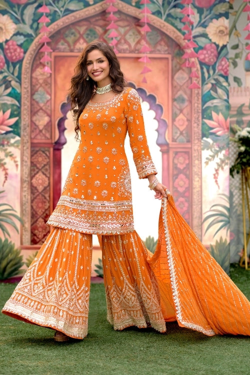 Amber Bloom Sharara Set