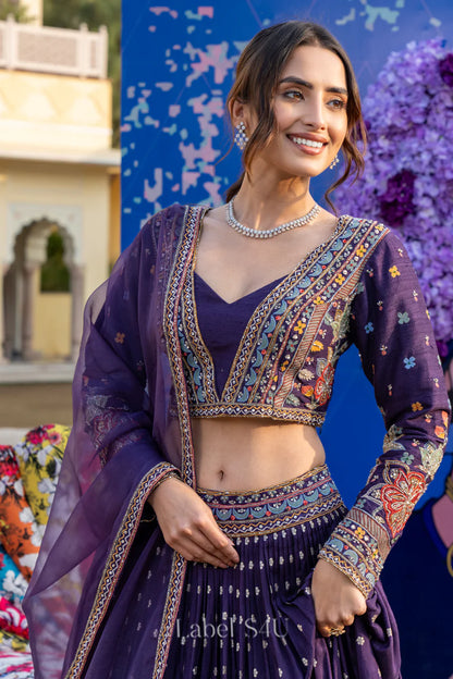 Aubergine Meadow Lehenga Set