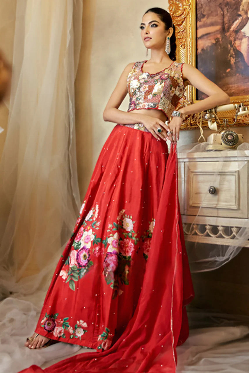 Scarlet Bloom Lehenga Set