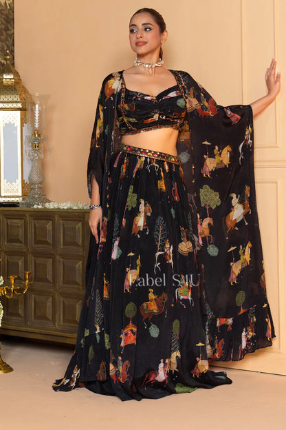 Noir Royal Tales Lehenga Set