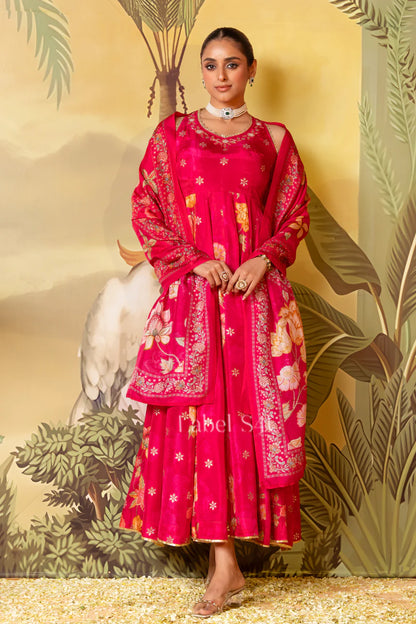 Crimson Bloom Anarkali Set
