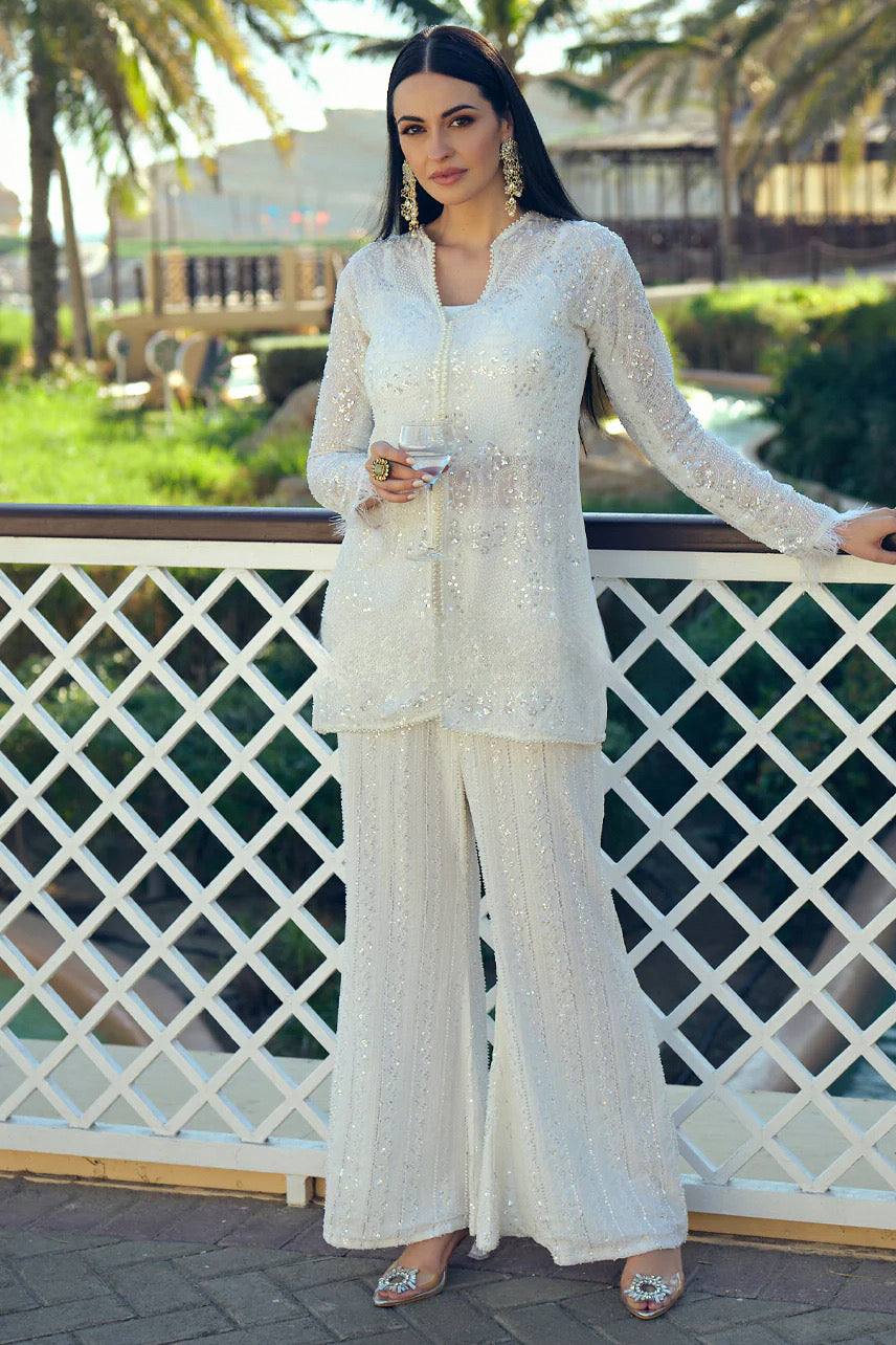 White Feather Suit Set