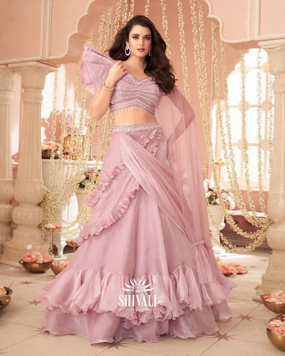 Blush Ruffle Lehenga Set