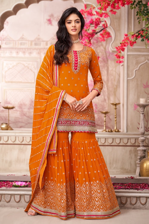 Saffron Aura Gharara Set