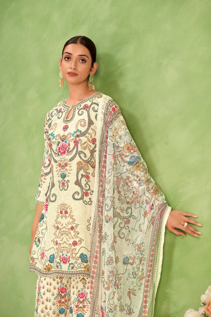 Off-White Floral Sharara Set