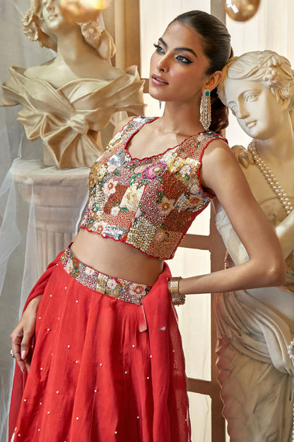 Scarlet Bloom Lehenga Set