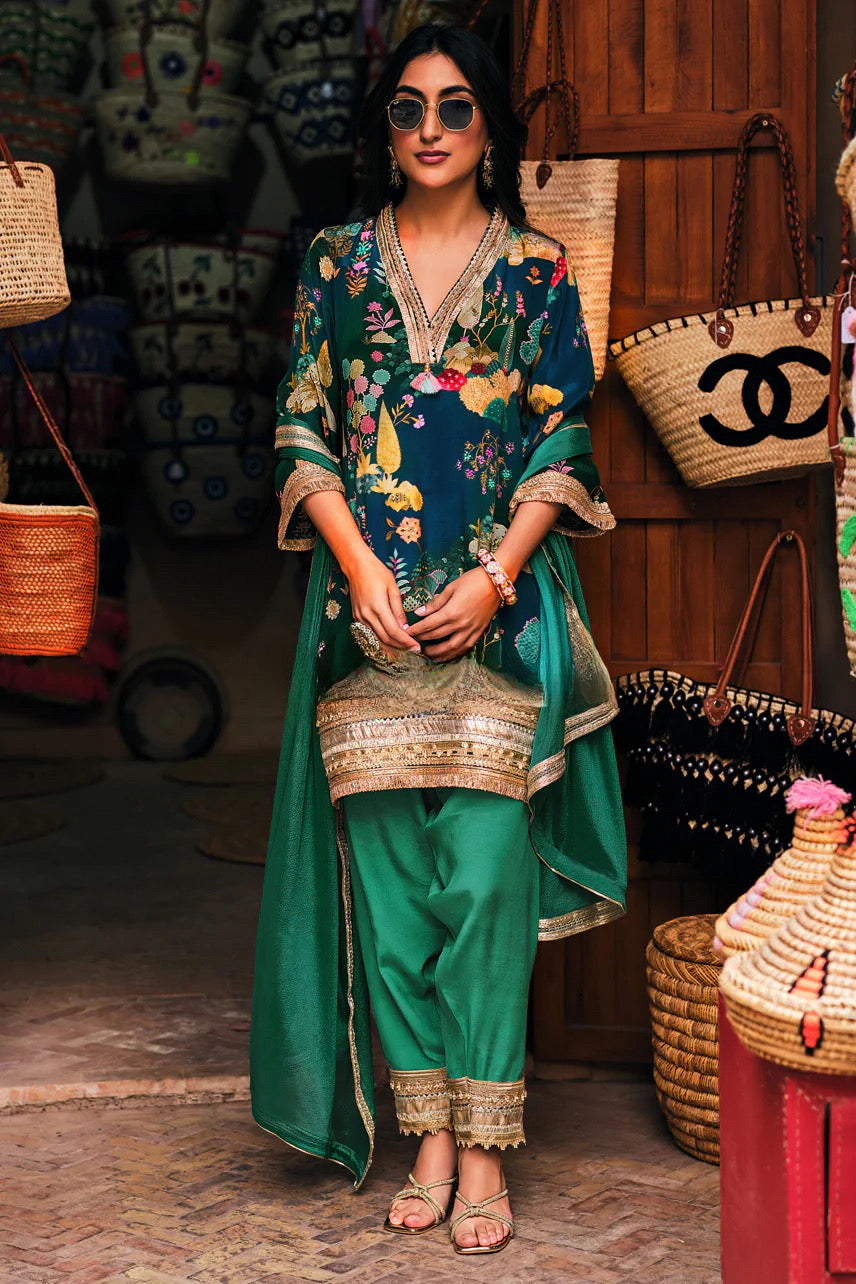 Emerald Mughal Printed Sharara Set
