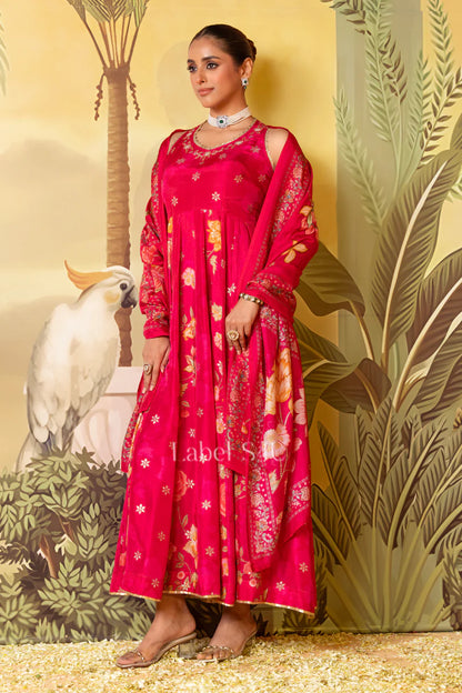 Crimson Bloom Anarkali Set