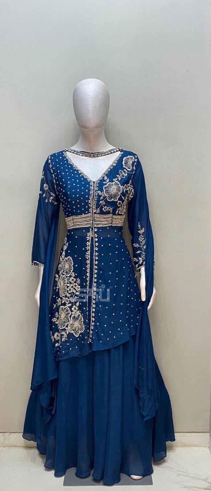 Azure Bloom Anarkali Set