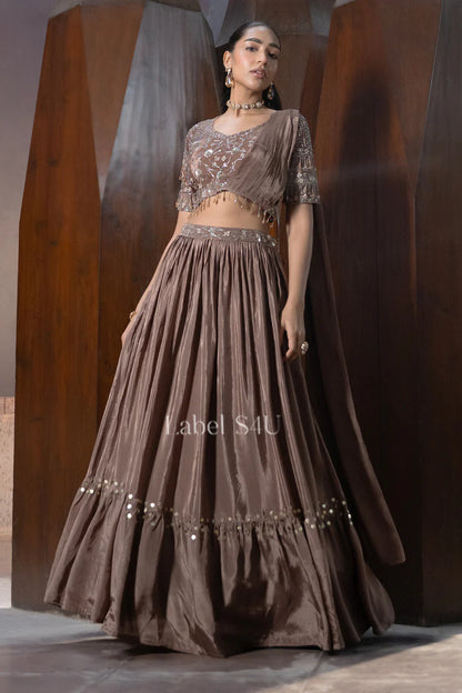 Mocha Gleam Embellished Blouse