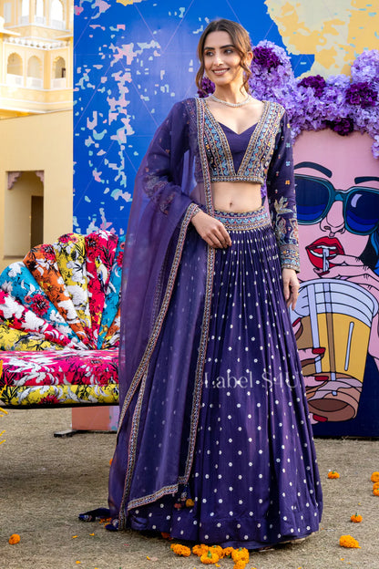 Aubergine Meadow Lehenga Set