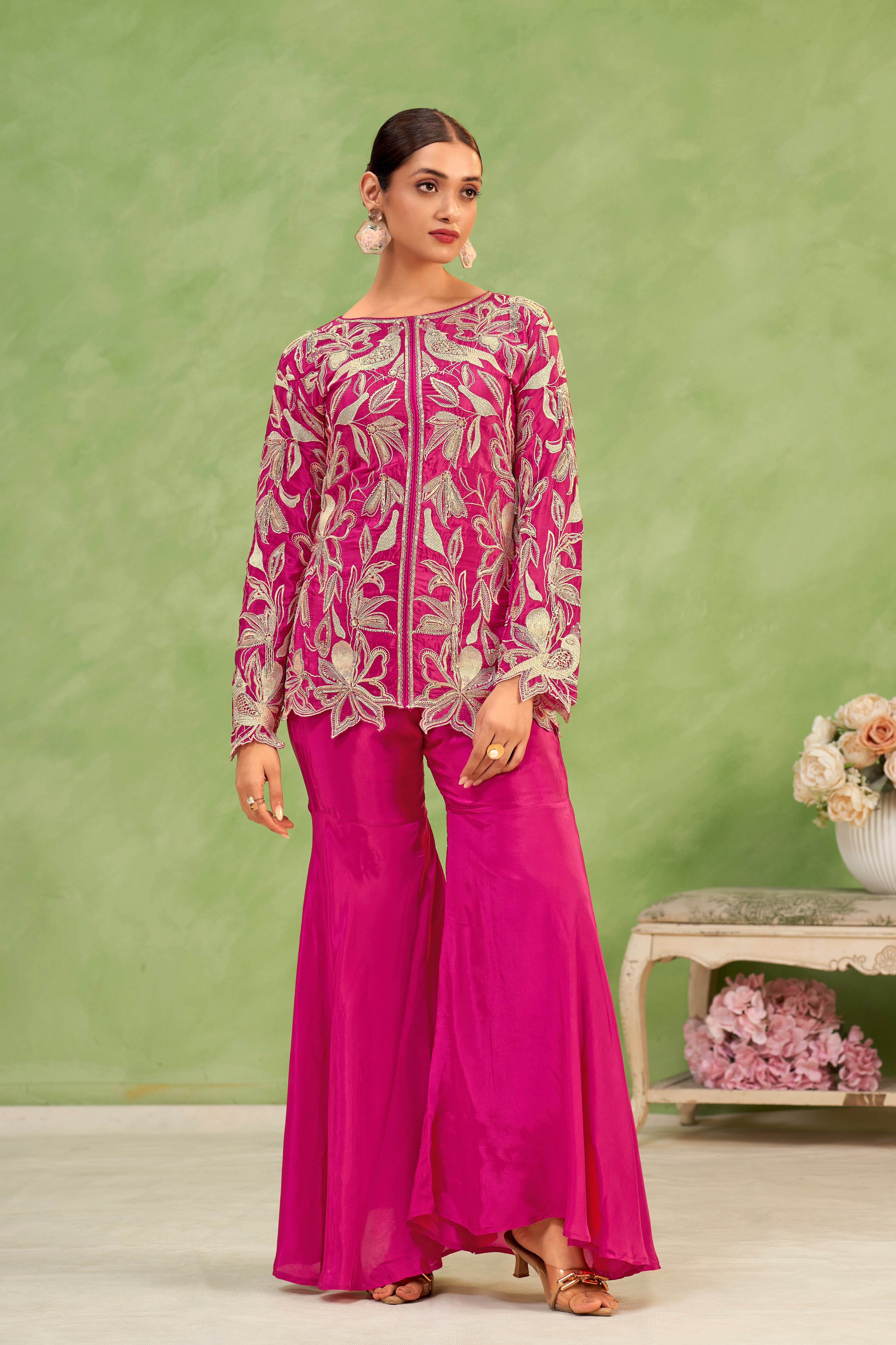Magenta Floral Sharara Set