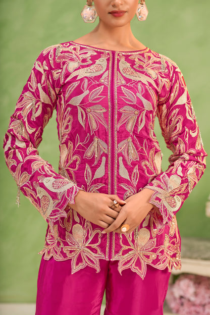Magenta Floral Sharara Set